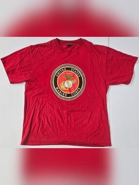 United States Marine Corps USMC Shirt Size L w/Eagle, Globe, Anchor EGA Vintage